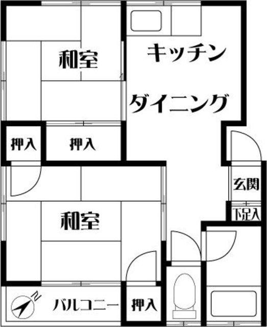 神松寺ハイツ(2DK/2階)の間取り写真