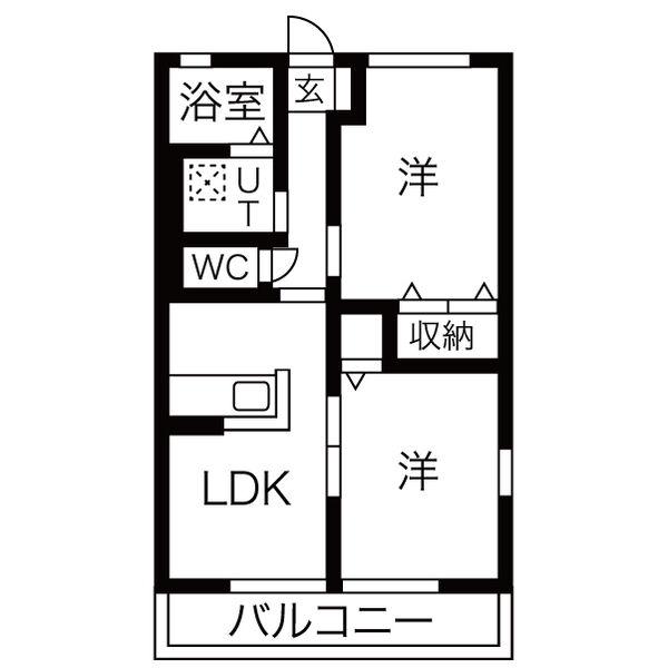 パークハイツII(2LDK/2階)の間取り写真