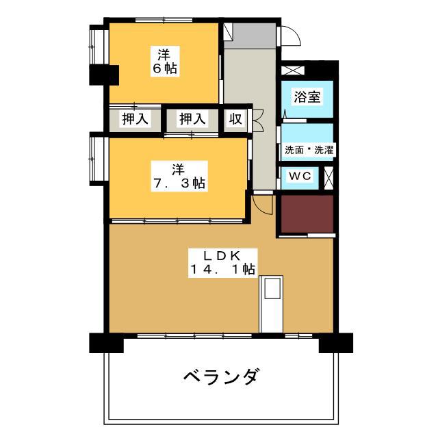 ロゼ・ロワール(2LDK/2階)の間取り写真