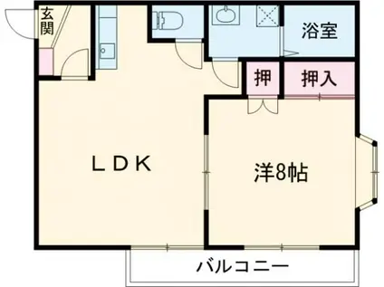 サンライズ福甚(1LDK/1階)の間取り写真