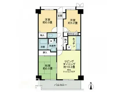 カランドリエ大篠(3LDK/3階)の間取り写真