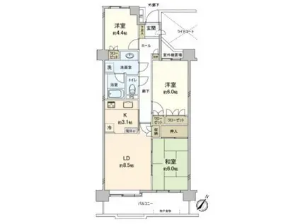 川口中青木パーク・ホームズ(3LDK/6階)の間取り写真