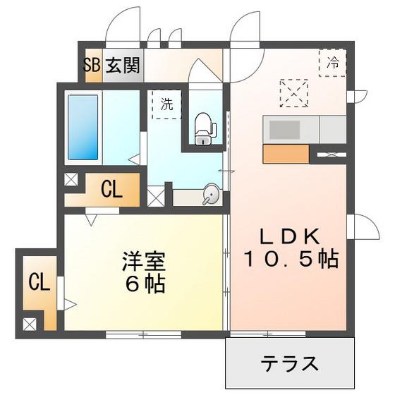 エムケーシープ(1LDK/1階)の間取り写真