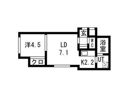 ALTERNATIVE STARLING44(1DK/4階)の間取り写真