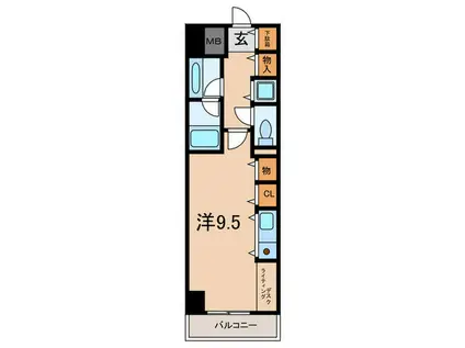 フレックス芦屋(ワンルーム/6階)の間取り写真