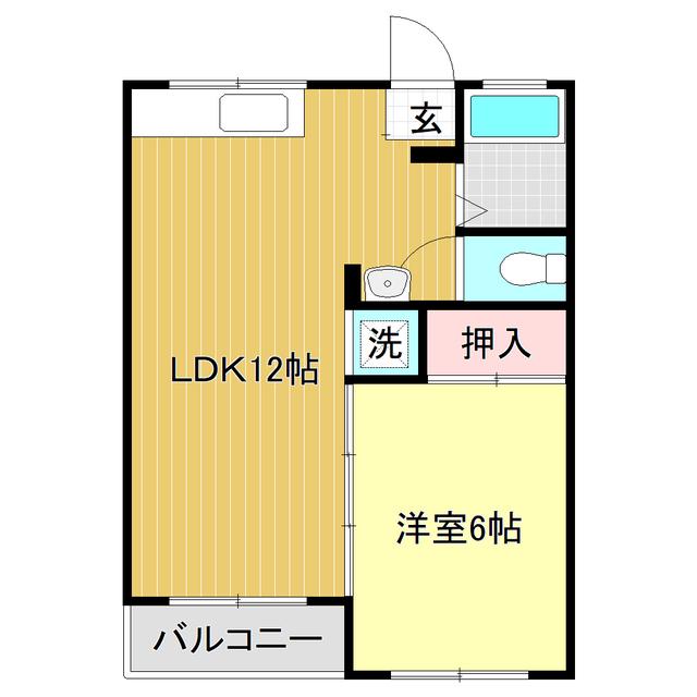 マンション岡(1LDK/3階)の間取り写真