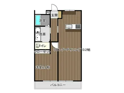 S.Sコーポ LUNA(1LDK/2階)の間取り写真