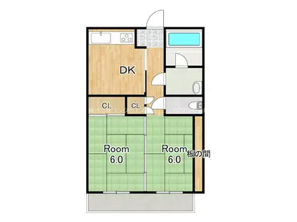 コーポ丸商(2DK/4階)の間取り写真