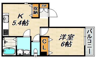 REGULUS板宿(1K/1階)の間取り写真