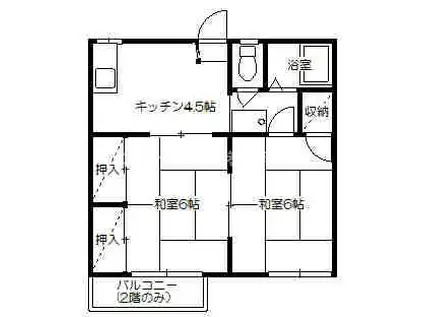 コーポひやま(2K/2階)の間取り写真