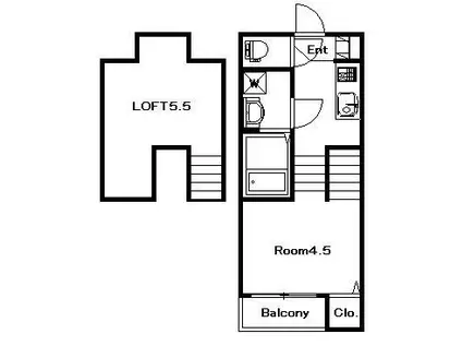 MODERN PALAZZO住吉レジサム(1SK/1階)の間取り写真