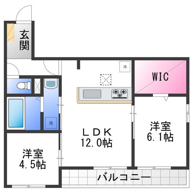 グランヴェールVI(2LDK/3階)の間取り写真