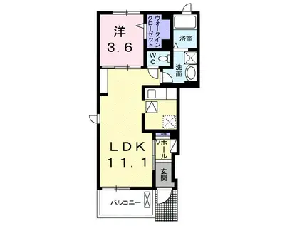 サンフェリーチェII(1LDK/1階)の間取り写真