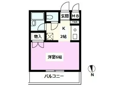 ベルドゥムール草加金明(ワンルーム/1階)の間取り写真