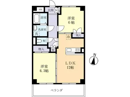 フォレストコート(2LDK/7階)の間取り写真