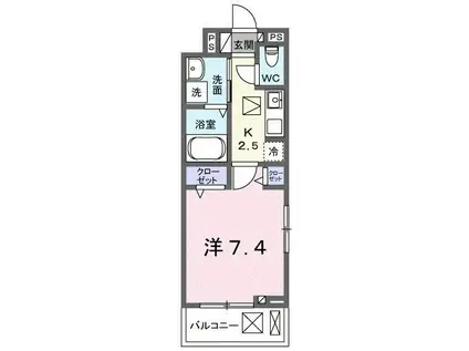 モーダ・フジ(1K/1階)の間取り写真