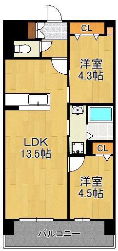 フローリィ279(2LDK/6階)の間取り写真