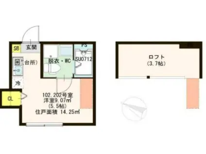 アリー小菅(ワンルーム/2階)の間取り写真