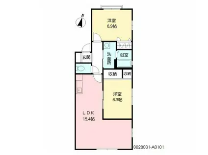 グリーンビレッジ湯川II A棟(2LDK/1階)の間取り写真