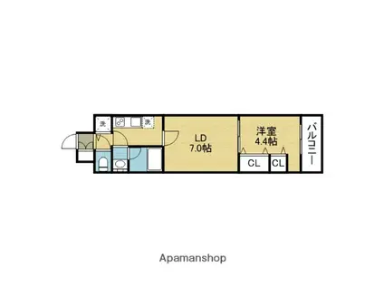 スプランディッド上本町ウエストII(2K/6階)の間取り写真