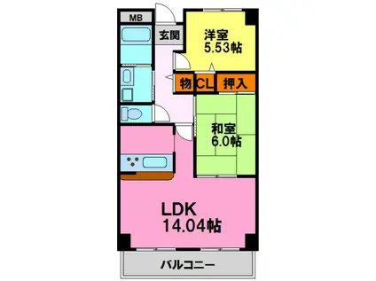 グランプレジール(2LDK/3階)の間取り写真