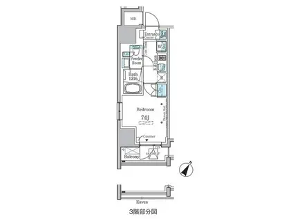 ラテスト白金台(1K/8階)の間取り写真