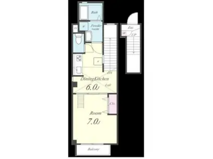 ヴァンテヴェール(1DK/2階)の間取り写真