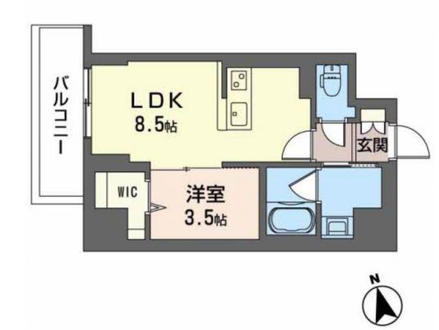 サザンクレストなんば南(1LDK/7階)の間取り写真