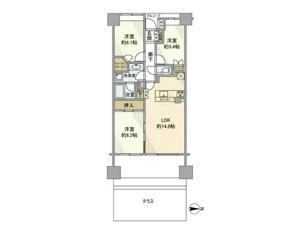 パークスクエア南品川(3LDK/2階)の間取り写真