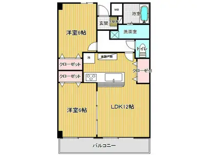 グレイトバレー(2LDK/3階)の間取り写真