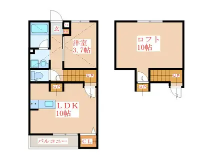フローラ(2LDK/2階)の間取り写真