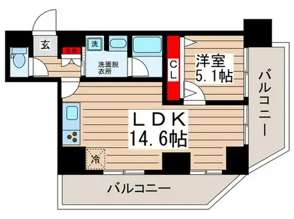 ニューハウス亀戸(1LDK/3階)の間取り写真