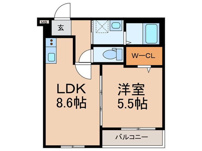 フジパレス稲田本町(1LDK/1階)の間取り写真