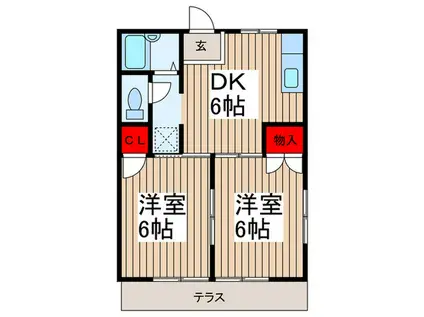 イースタン ハイツ(2DK/2階)の間取り写真