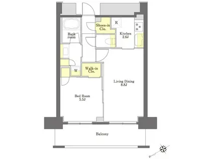 PRIME MAISON 浅草橋(1LDK/9階)の間取り写真