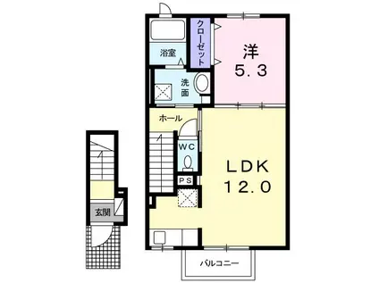 グレイスサイトE(1LDK/2階)の間取り写真