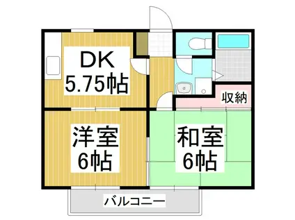 ホーユーコンホートII(2DK/1階)の間取り写真