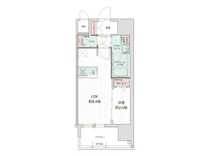 グランフォーレ久留米駅プレミア(1LDK/6階)の間取り写真