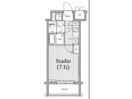 ガラステーション岩本町ノース(1K/2階)の間取り写真