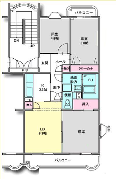 JR東海道本線 掛川駅 徒歩30分 3階建 築25年(3LDK/1階)の間取り写真