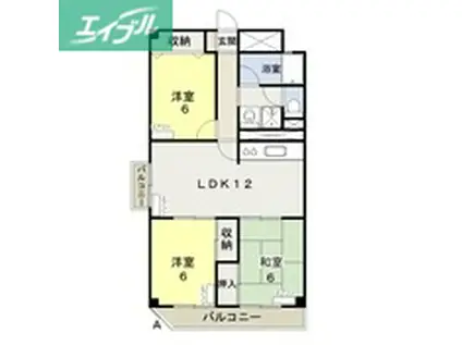 あすなろコーポレーション(3LDK/3階)の間取り写真