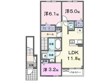 モメント(3LDK/2階)の間取り写真