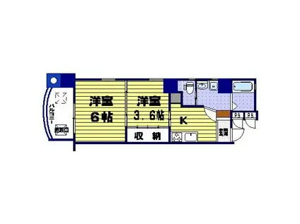 フルール・ド・パリス(2K/4階)の間取り写真