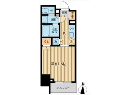 HF上野入谷レジデンス(1K/2階)の間取り写真