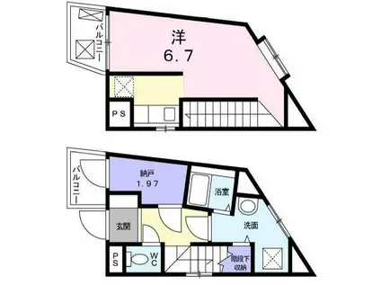 箱根ハイライズビル(1SK/3階)の間取り写真