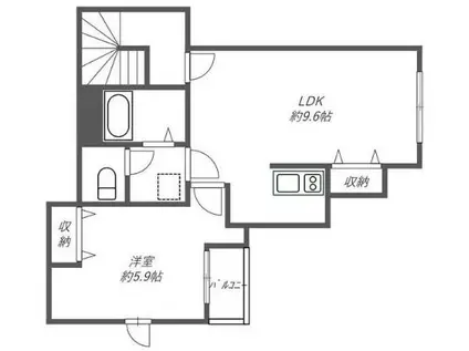 リブ・テイル(1LDK/3階)の間取り写真