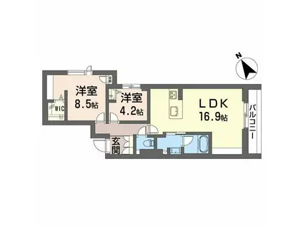 ツヴェルフII(2LDK/2階)の間取り写真