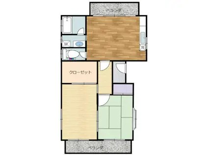 西島ハイツ(2LDK/2階)の間取り写真