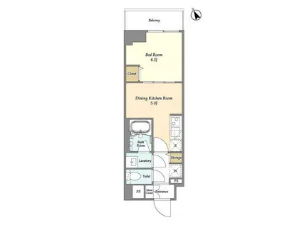 グランカーサ江戸川橋(1DK/4階)の間取り写真