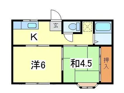 プラザカトレア(2K/1階)の間取り写真
